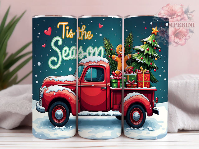 Christmas Truck Tumbler, Red Truck Design, 20 Oz Tumbler, Sublimation PNG, Holiday Drinkware, Winter Decor, Christmas Sublimation Design Sublimation Li Zamperini 