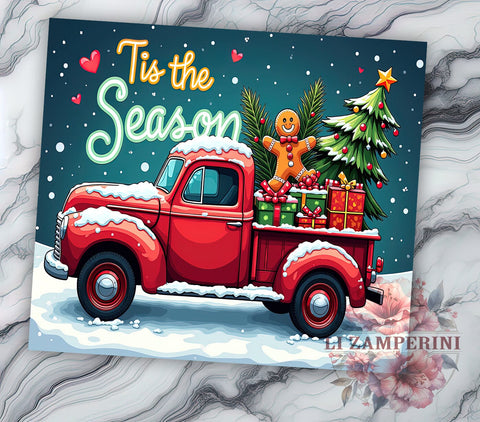 Christmas Truck Tumbler, Red Truck Design, 20 Oz Tumbler, Sublimation PNG, Holiday Drinkware, Winter Decor, Christmas Sublimation Design Sublimation Li Zamperini 