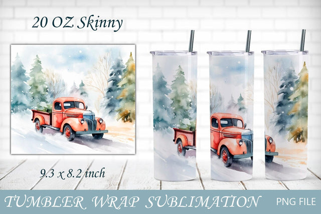 Christmas truck tumbler wrap, Winter sublimation png Sublimation AnastasiyaArtDesign 