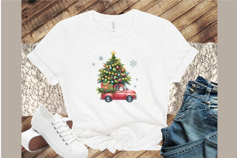 Christmas Truck Watercolor Clipart Sublimation designartist 