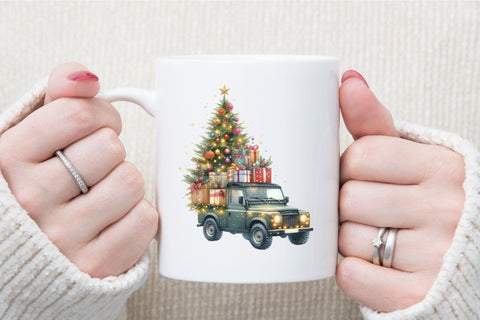 Christmas Truck Watercolor Clipart Sublimation designartist 