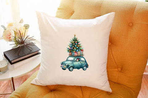 Christmas Truck Watercolor Clipart Sublimation designartist 