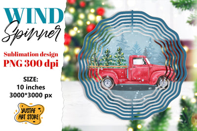 Christmas truck wind spinner. Winter sublimation design Sublimation Yustaf Art Store 