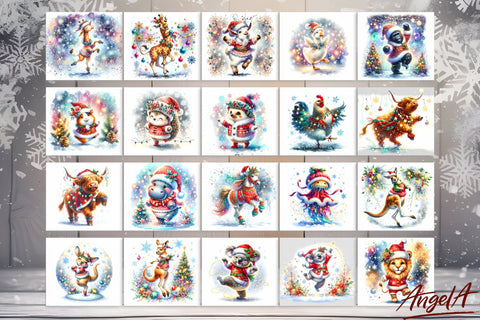 Christmas tumbler bundle / Funny Christmas animal images PNG Sublimation Angelina Semenova 