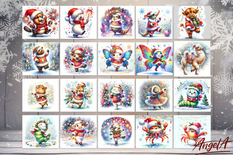 Christmas tumbler bundle / Funny Christmas animal images PNG Sublimation Angelina Semenova 