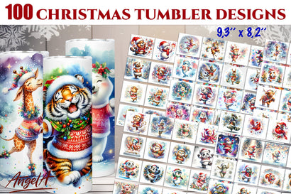 Christmas tumbler bundle / Funny Christmas animal images PNG Sublimation Angelina Semenova 