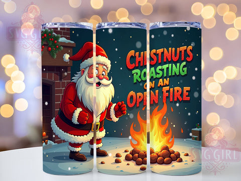 Christmas Tumbler, Chestnuts Roasting, Holiday Decor, Sublimation Design, 20oz Tumbler, Winter Gifts, Cozy Season, PNG File Sublimation SvggirlplusArt 