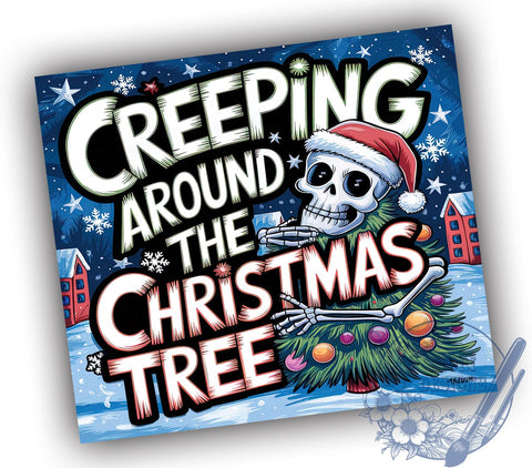 Christmas Tumbler, Creeping Design, Sublimation PNG, Holiday Decor, Fun Gift, 20 oz Tumbler, Christmas Art, Merry and Bright Sublimation ToriDesigns 