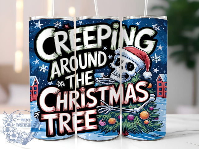 Christmas Tumbler, Creeping Design, Sublimation PNG, Holiday Decor, Fun Gift, 20 oz Tumbler, Christmas Art, Merry and Bright Sublimation ToriDesigns 