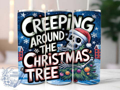 Christmas Tumbler, Creeping Design, Sublimation PNG, Holiday Decor, Fun Gift, 20 oz Tumbler, Christmas Art, Merry and Bright Sublimation ToriDesigns 