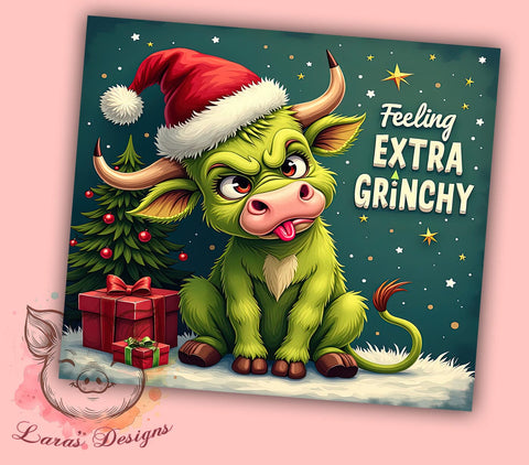 Christmas Tumbler, Highland Cow Design, Grinchy Tumbler, Holiday Drinkware, 20oz Tumbler, Funny Christmas Gifts, Unique Sublimation Wrap Sublimation Lara' s Designs 