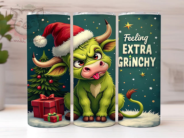 Christmas Tumbler, Highland Cow Design, Grinchy Tumbler, Holiday Drinkware, 20oz Tumbler, Funny Christmas Gifts, Unique Sublimation Wrap Sublimation Lara' s Designs 