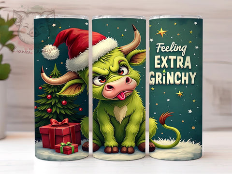 Christmas Tumbler, Highland Cow Design, Grinchy Tumbler, Holiday Drinkware, 20oz Tumbler, Funny Christmas Gifts, Unique Sublimation Wrap Sublimation Lara' s Designs 