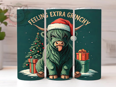 Christmas Tumbler, Highland Cow Design, Grinchy Tumbler, Holiday Drinkware, 20oz Tumbler, Funny Christmas Gifts, Unique Sublimation Wrap Sublimation Lara' s Designs 