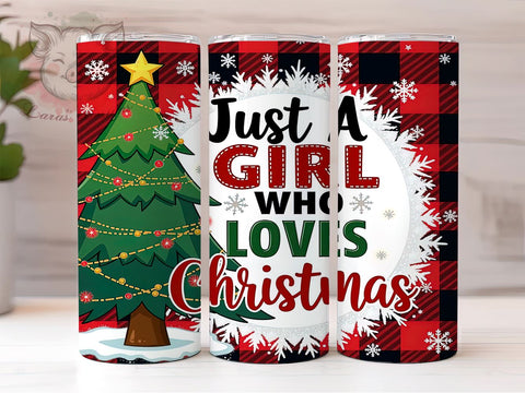 Christmas Tumbler, Just a Girl Who Loves Christmas, Holiday Drinkware, Festive Sublimation, 20oz Tumbler, Unique Christmas Gifts, Merry Christmas Tumbler Sublimation Lara' s Designs 
