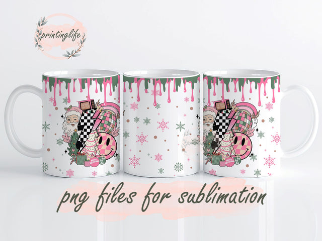 Christmas Tumbler Mega Christmas Mug Sublimation Designs, Christmas Wrap, Tumbler Design Template - PNG 11oz Sublimation PrintingLife 