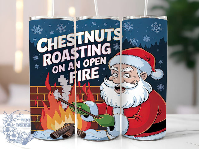 Christmas Tumbler, Naughty Santa, Sublimation Design, Holiday Gift, Funny Christmas, 20oz Tumbler, Roasting Chestnuts, Personalized Tumbler Sublimation ToriDesigns 