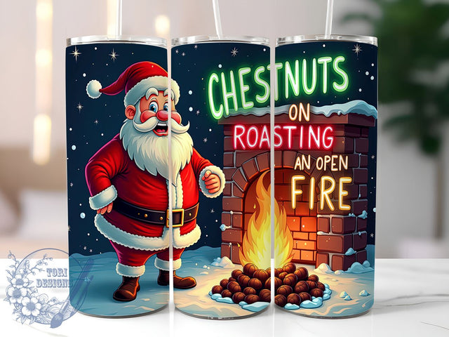 Christmas Tumbler, Naughty Santa, Sublimation Design, Holiday Gift, Funny Christmas, 20oz Tumbler, Roasting Chestnuts, Personalized Tumbler Sublimation ToriDesigns 