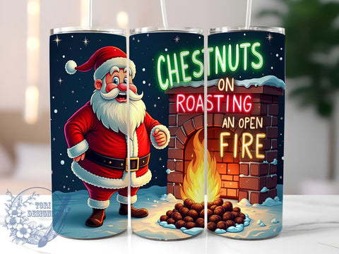 Christmas Tumbler, Naughty Santa, Sublimation Design, Holiday Gift, Funny Christmas, 20oz Tumbler, Roasting Chestnuts, Personalized Tumbler Sublimation ToriDesigns 