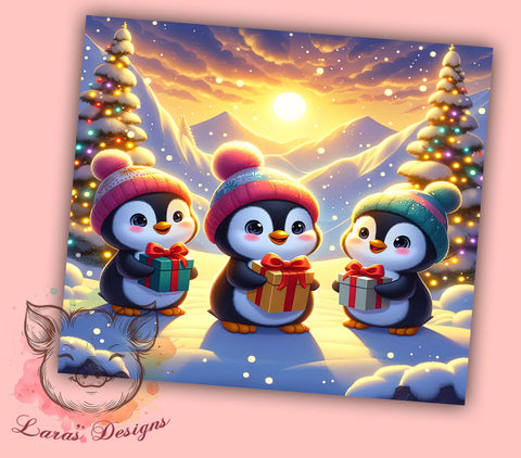 Christmas Tumbler, Penguin Tumbler Wrap, 20oz Tumbler, Holiday Sublimation, Cute Penguins, Digital Tumbler Wrap, Winter Design Sublimation Lara' s Designs 