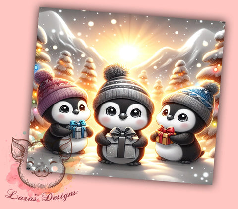 Christmas Tumbler, Penguin Tumbler Wrap, 20oz Tumbler, Holiday Sublimation, Cute Penguins, Digital Tumbler Wrap, Winter Design Sublimation Lara' s Designs 