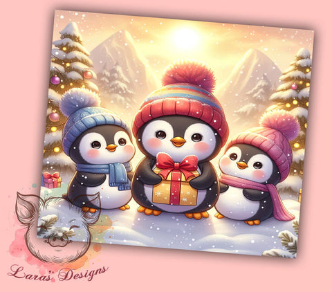 Christmas Tumbler, Penguin Tumbler Wrap, 20oz Tumbler, Holiday Sublimation, Cute Penguins, Digital Tumbler Wrap, Winter Design Sublimation Lara' s Designs 