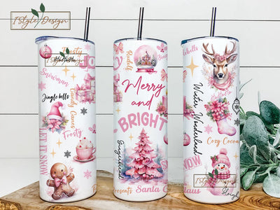 Christmas Tumbler PNG, Dancing Christmas tree Tumbler Sublimation Design Wrap, 20oz Skinny Tumbler Design PNG Merry and bright Sublimation iStyleDesign 