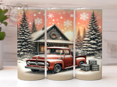 Christmas Tumbler, Red Truck Tumbler, Cozy Home Design, 20oz Tumbler Wrap, Snowy Christmas, Holiday Sublimation, Digital Tumbler Wrap Sublimation Lara' s Designs 