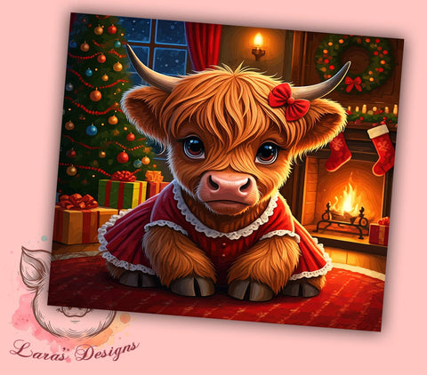 Christmas Tumbler, Rustic Decor, Highland Cow, Sublimation Wrap, Country Christmas, Farmhouse Style, 20oz Tumbler Sublimation Lara' s Designs 