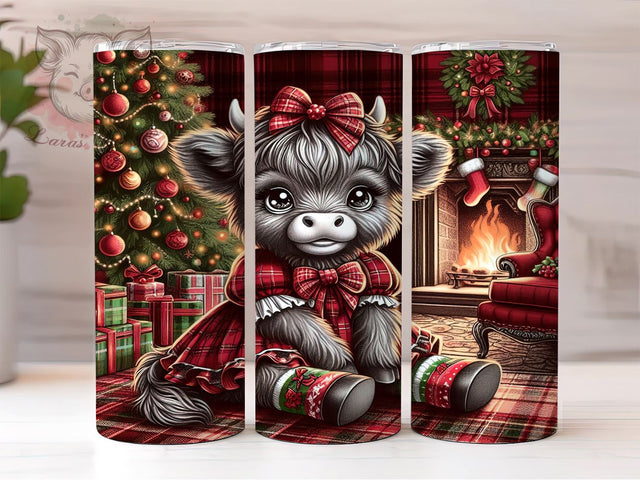 Christmas Tumbler, Rustic Decor, Highland Cow, Sublimation Wrap, Country Christmas, Farmhouse Style, 20oz Tumbler Sublimation Lara' s Designs 
