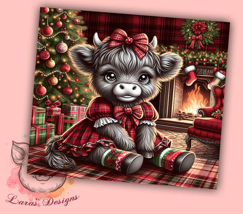 Christmas Tumbler, Rustic Decor, Highland Cow, Sublimation Wrap, Country Christmas, Farmhouse Style, 20oz Tumbler Sublimation Lara' s Designs 