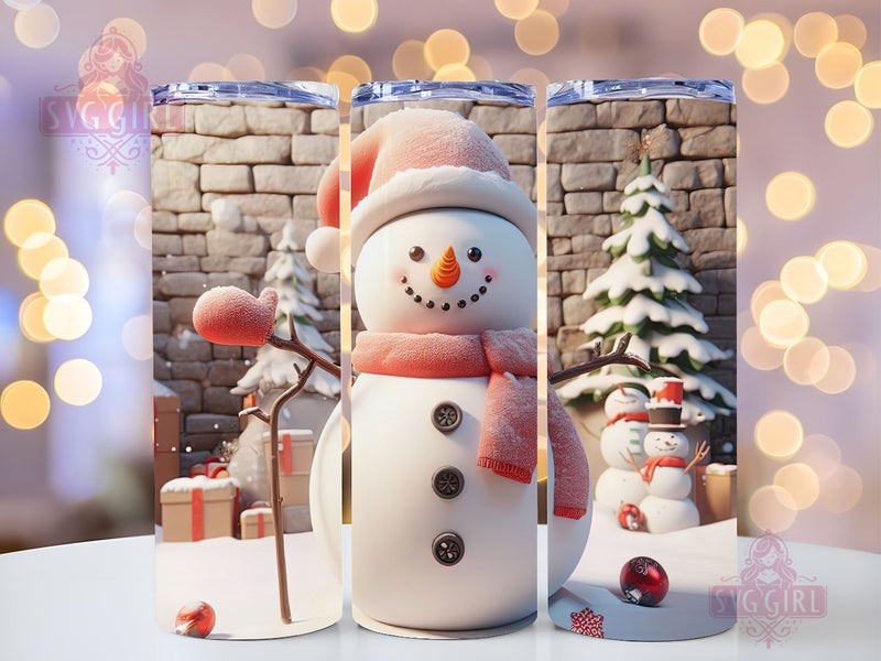 Christmas Tumbler Snowman 20oz Skinny Tumbler Wrap 20 oz Sublimation Tumbler Designs Sublimation SvggirlplusArt 