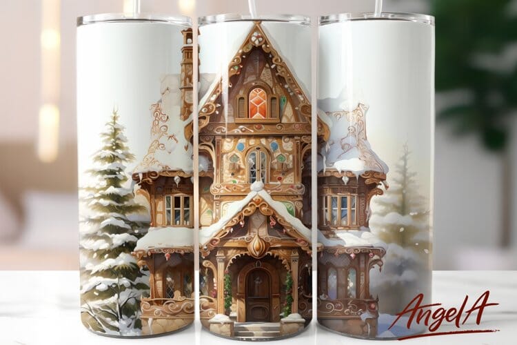 Christmas tumbler sublimation / Christmas fairy house PNG Sublimation Angelina Semenova 