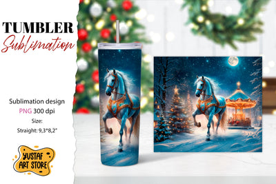 Christmas tumbler sublimation. Christmas horse carousel PNG Sublimation Yustaf Art Store 