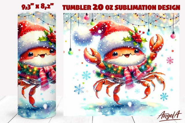 Christmas tumbler sublimation, dancing crab, sea animals Sublimation Angelina Semenova 
