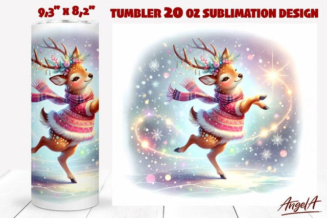 Christmas tumbler sublimation, dancing deer, forest animals Sublimation Angelina Semenova 