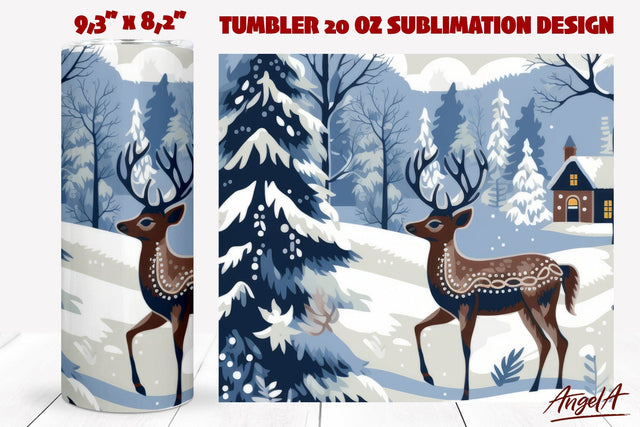Christmas tumbler sublimation / deer tumbler / winter scene Sublimation Angelina Semenova 