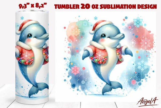 Christmas tumbler sublimation, dolphin tumbler, sea animals Sublimation Angelina Semenova 