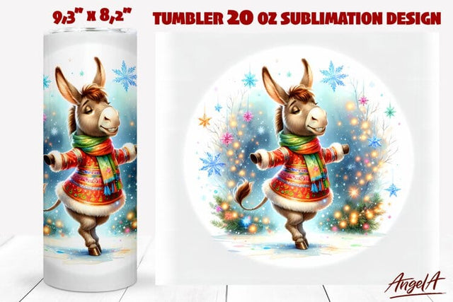 Christmas tumbler sublimation, donkey tumbler, farm animal Sublimation Angelina Semenova 