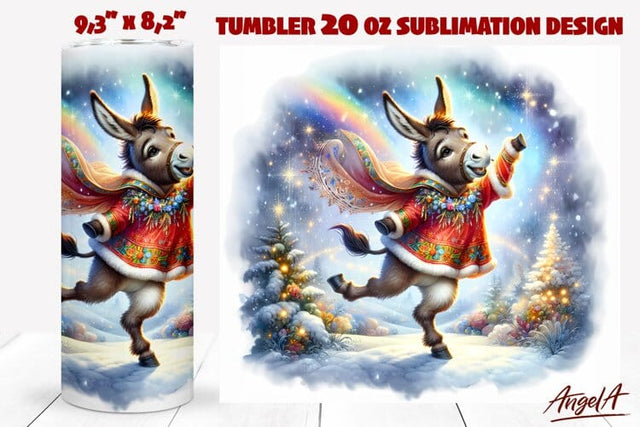 Christmas tumbler sublimation, farm animal, donkey tumbler Sublimation Angelina Semenova 
