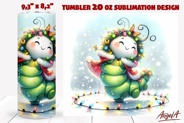 Christmas tumbler sublimation, funny caterpillar Sublimation Angelina Semenova 