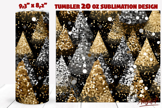 Christmas Tumbler sublimation, gold silver texture PNG Sublimation Angelina Semenova 