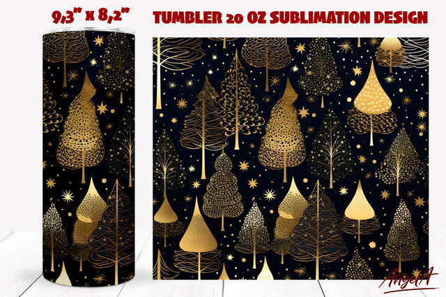 Christmas Tumbler sublimation, gold sparkles Christmas tree Sublimation Angelina Semenova 