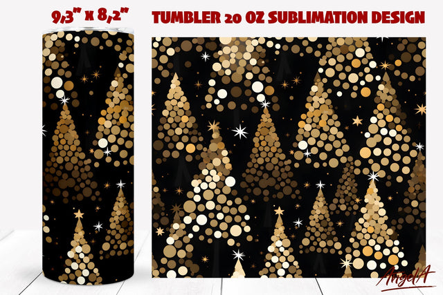 Christmas Tumbler sublimation, gold sparkling christmas tree Sublimation Angelina Semenova 