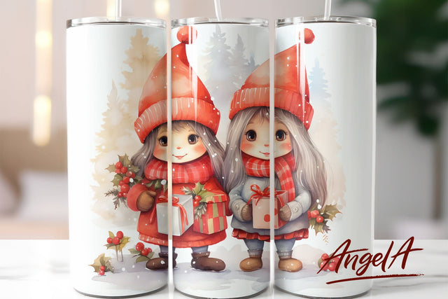 Christmas tumbler sublimation / kids watercolor girls Sublimation Angelina Semenova 