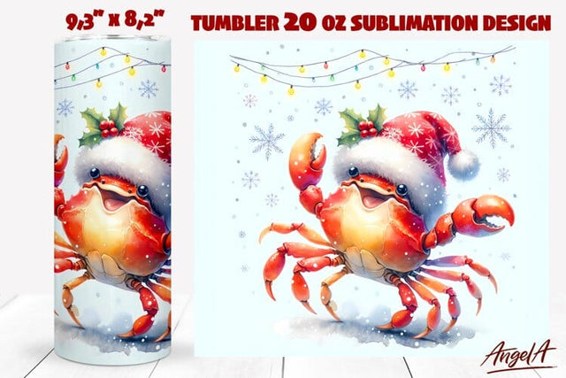 Christmas tumbler sublimation, sea animals, dancing crab Sublimation Angelina Semenova 