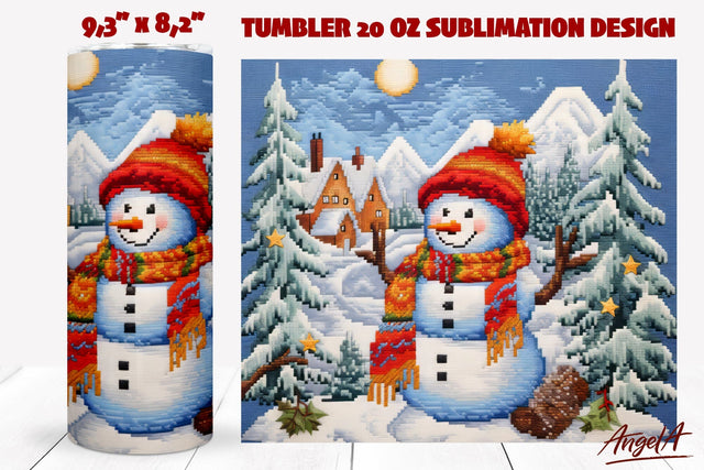 Christmas tumbler sublimation / snowman, embroidery PNG Sublimation Angelina Semenova 