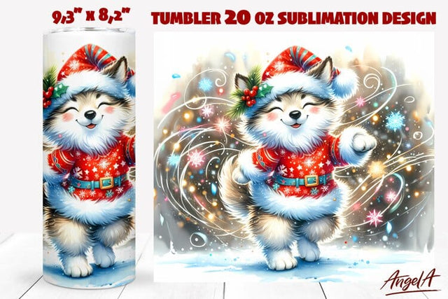 Christmas tumbler, Sublimation tumbler wolf, winter animals Sublimation Angelina Semenova 