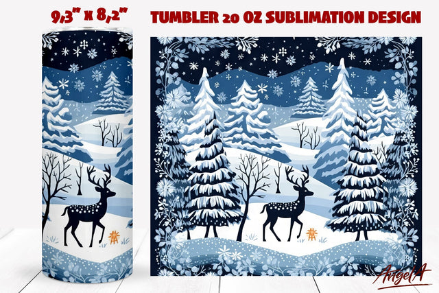 Christmas tumbler sublimation / winter forest, deer tumbler Sublimation Angelina Semenova 