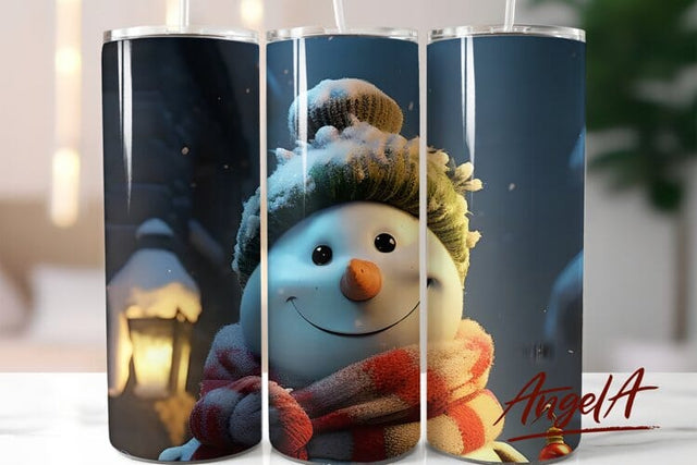Christmas tumbler sublimation wrap / cute snowman face Sublimation Angelina Semenova 